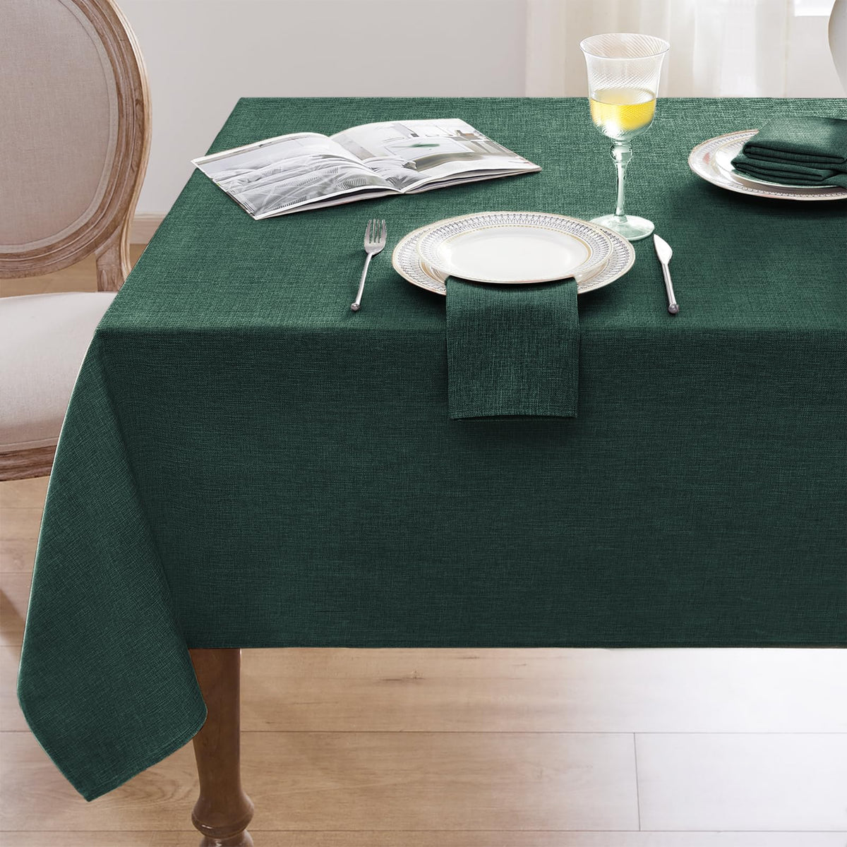 Softalker Faux Linen Round Fall Tablecloth 70 Inch, Autumn Table Cloth with Pumpkin & Maple Leaves, Orange Circle Table Cover Water Resistant for Outdoor, Thanksgiving, Kitchen-Harvest Themed