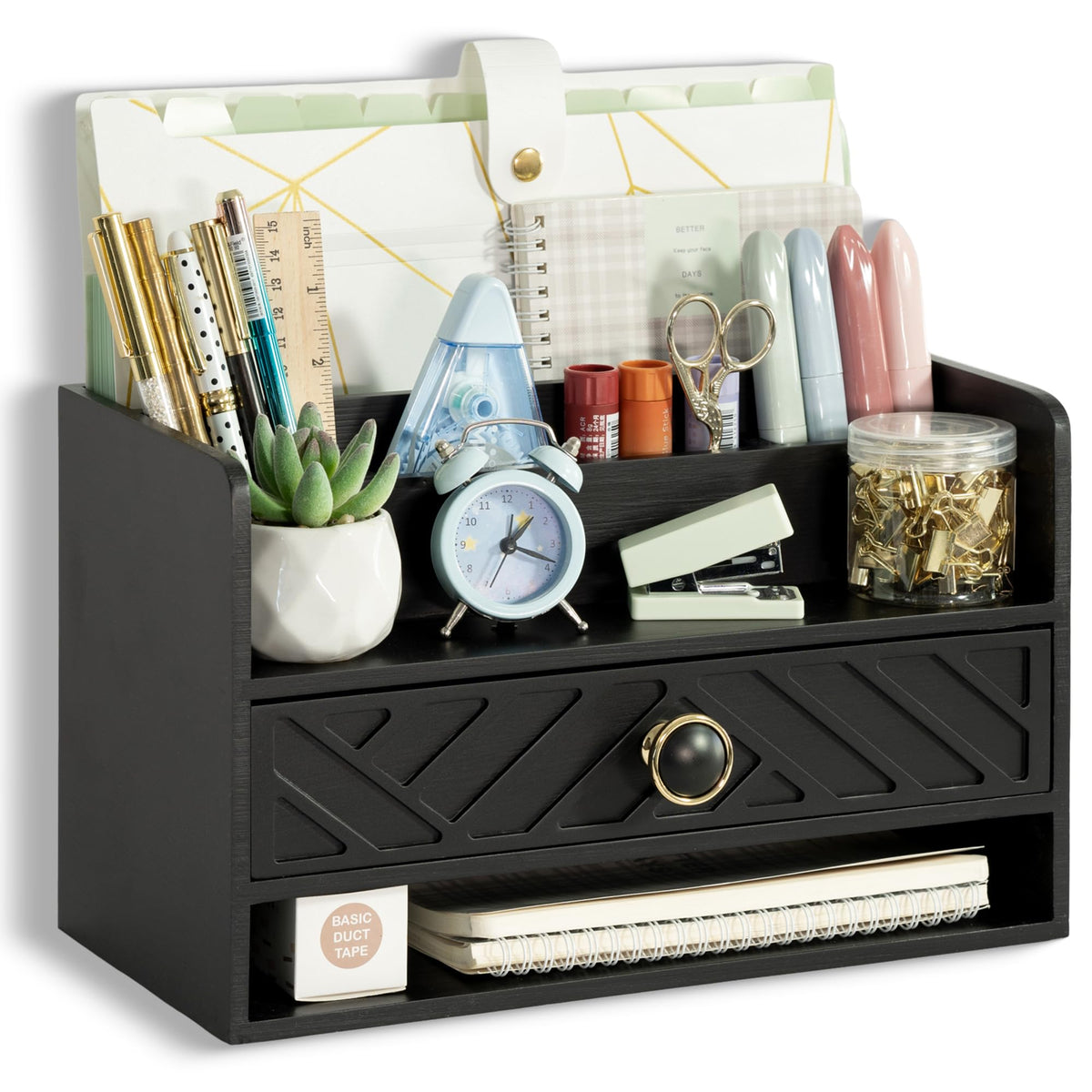 Desk Organizer with Drawer, Countertop Bill Mail Organizer and File Storage
