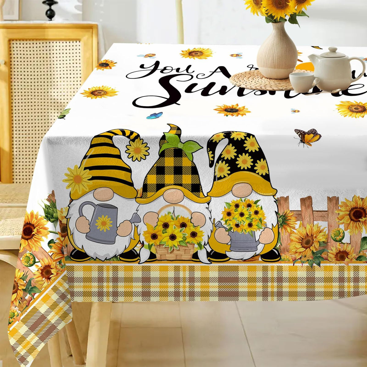 Hexagram Boho Tablecloth 60x84 Inches Rectangle, Bohemia Style Tablecloth