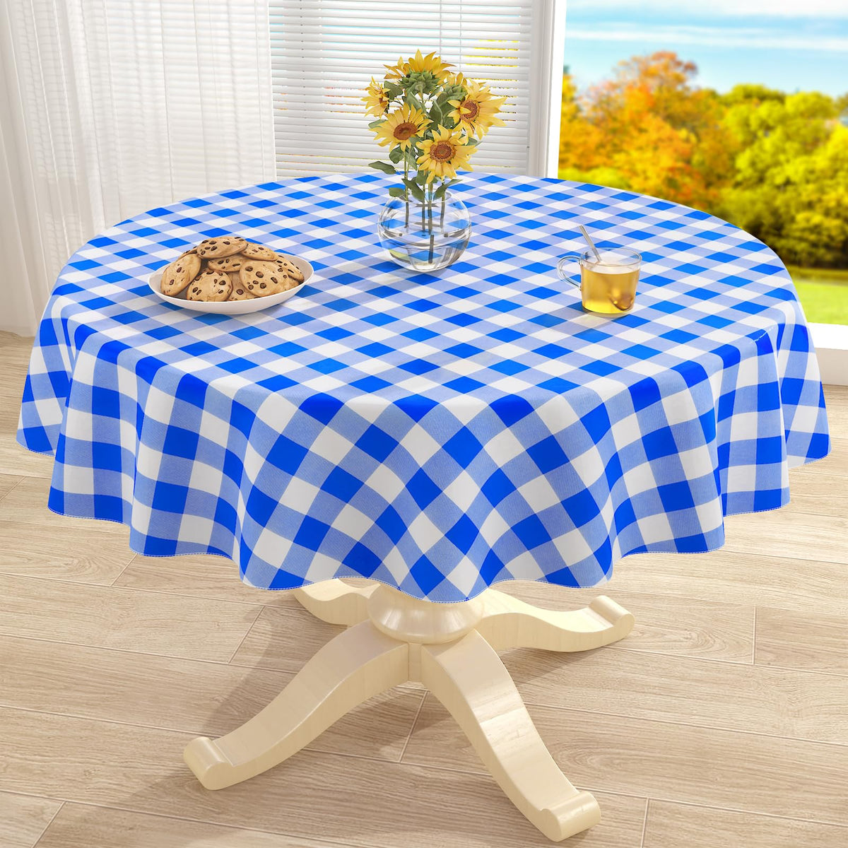 misaya Rectangular Waterproof Vinyl Table Cloth, Flannel Backed Tablecloth