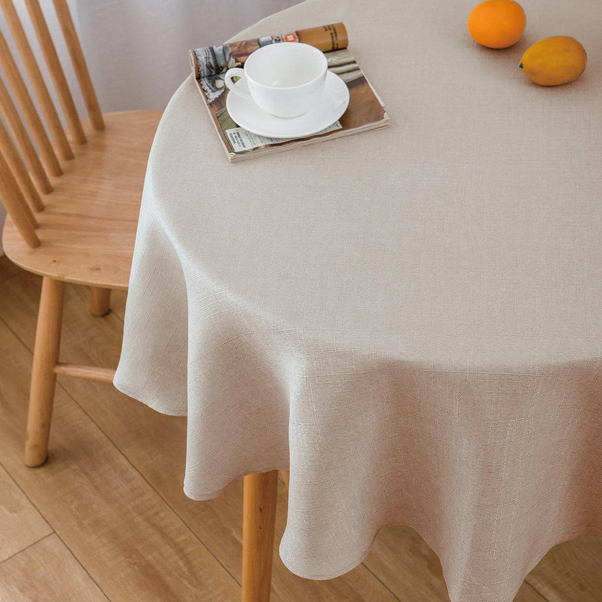 NLMUVW Burlap Linen Tablecloth 6ft, Tan Table Cloth Rectangular