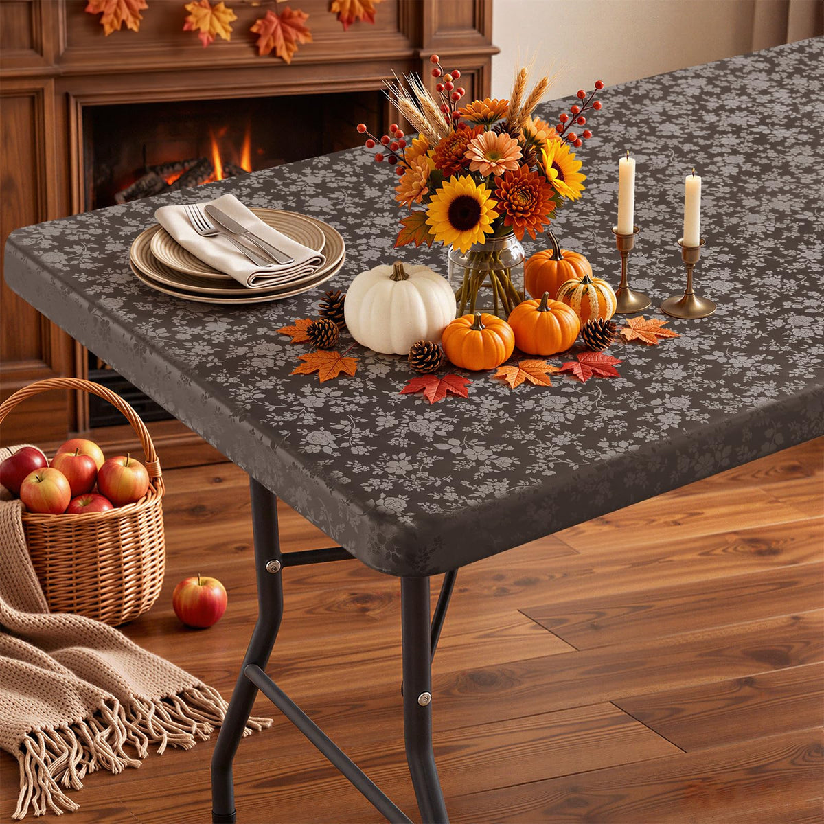 Smiry Heavy Duty Vinyl Fitted Tablecloths for 6 Foot Rectangle Tables