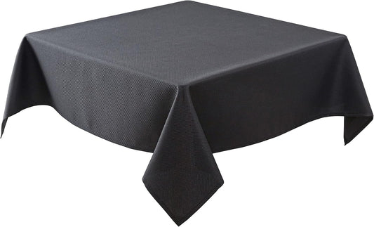 Textured Square Black Tablecloth-Fabric Spillproof Card Table Cloths 54x54"