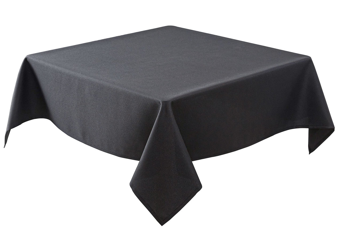 Textured Square Black Tablecloth-Fabric Spillproof Card Table Cloths 54x54"