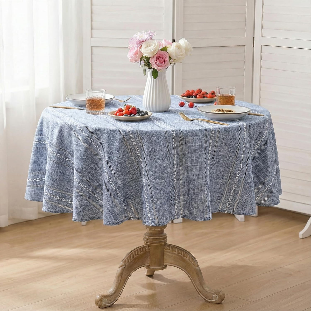 Horaldaily Blue Rectangular Tablecloth, 60×84 Inch, Farmhouse Decor