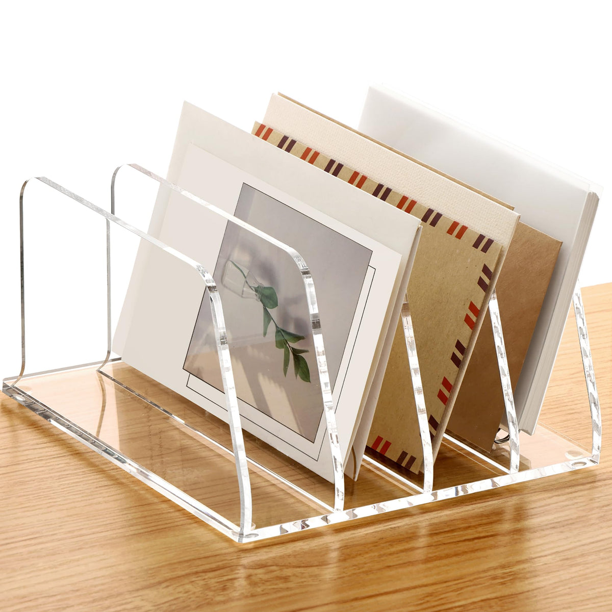 SANRUI Acrylic Mail Sorter Desktop Organizer Holder, 2 Compartments Clear