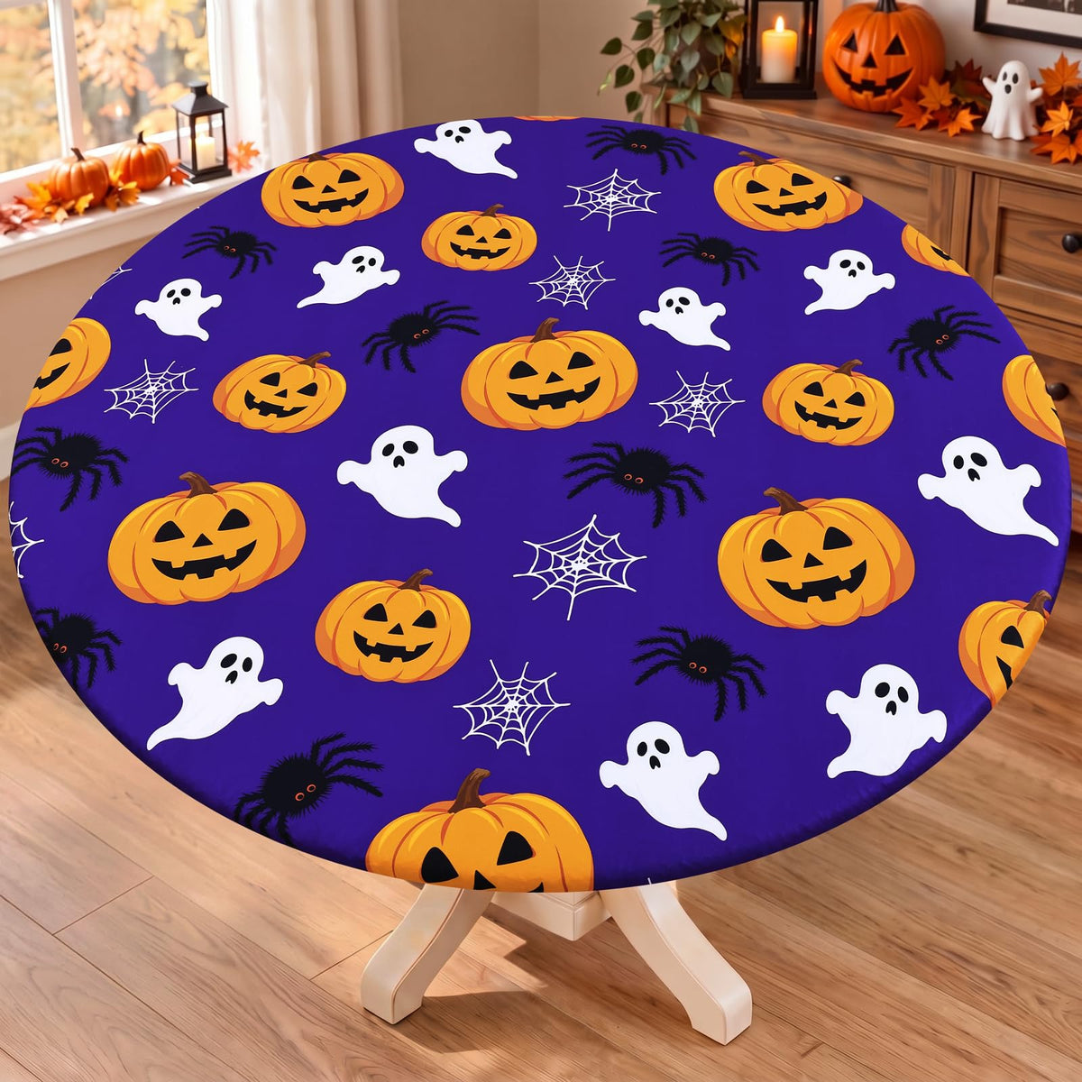 Moosfor Spandex Round Tablecloth, Fitted Table Cloth for 45"-56" Tables