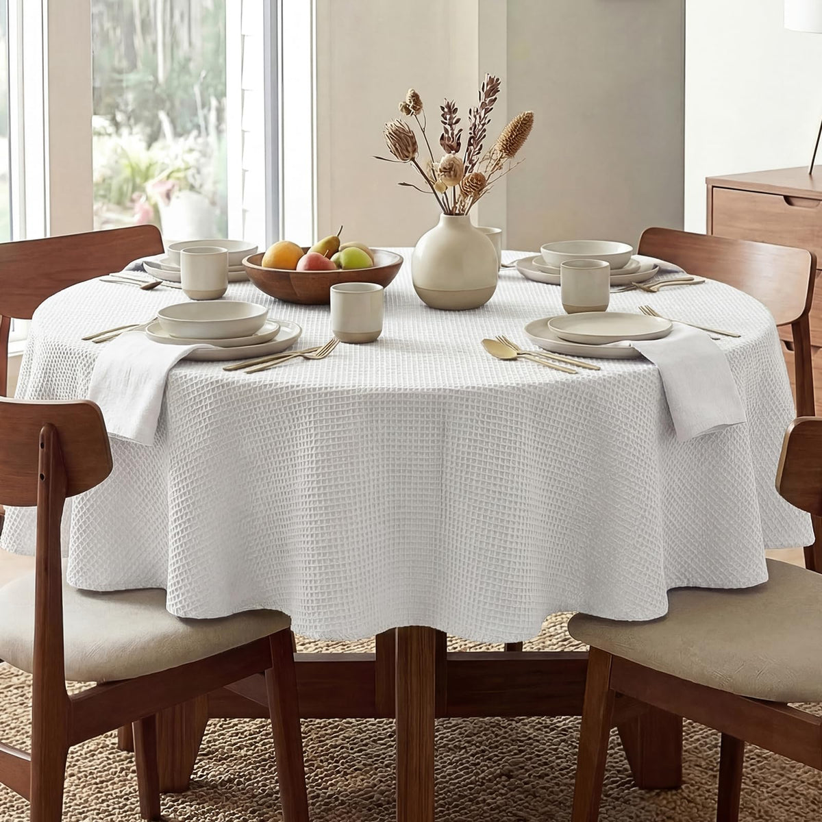 H.VERSAILTEX Rectangle Tablecloth Waffle Textured Waterproof Table Cloth Stain Resistant Wrinkle Free Washable Decorative Table Cover for Dining, Kitchen, Wedding and Parties (54x108 Inch,Taupe)
