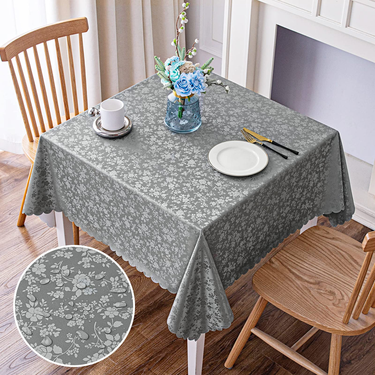 Smiry Rectangle Waterproof Heavy Duty Vinyl Tablecloths, 52 x 70 Inch