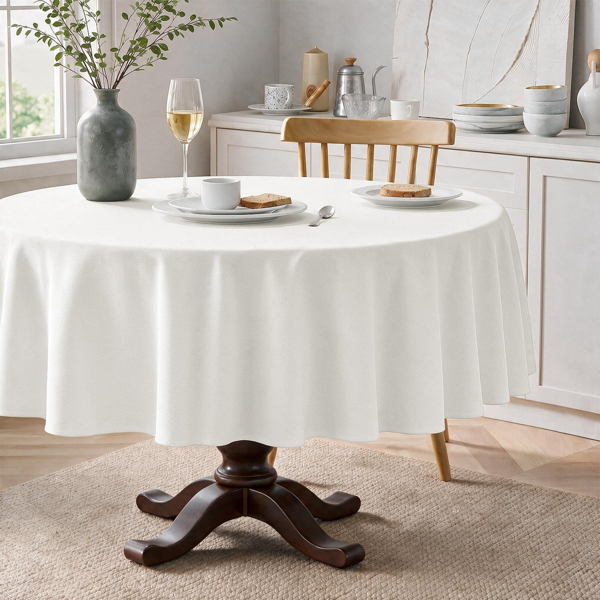 Veblandy Faux Linen Rectangle Tablecloth Waterproof 52x70 inch Table Cloth Stain and Wrinkle Resistant Washable, Decorative Fabric Table Cover for Dining, Kitchen, Wedding and Parties, Coffee