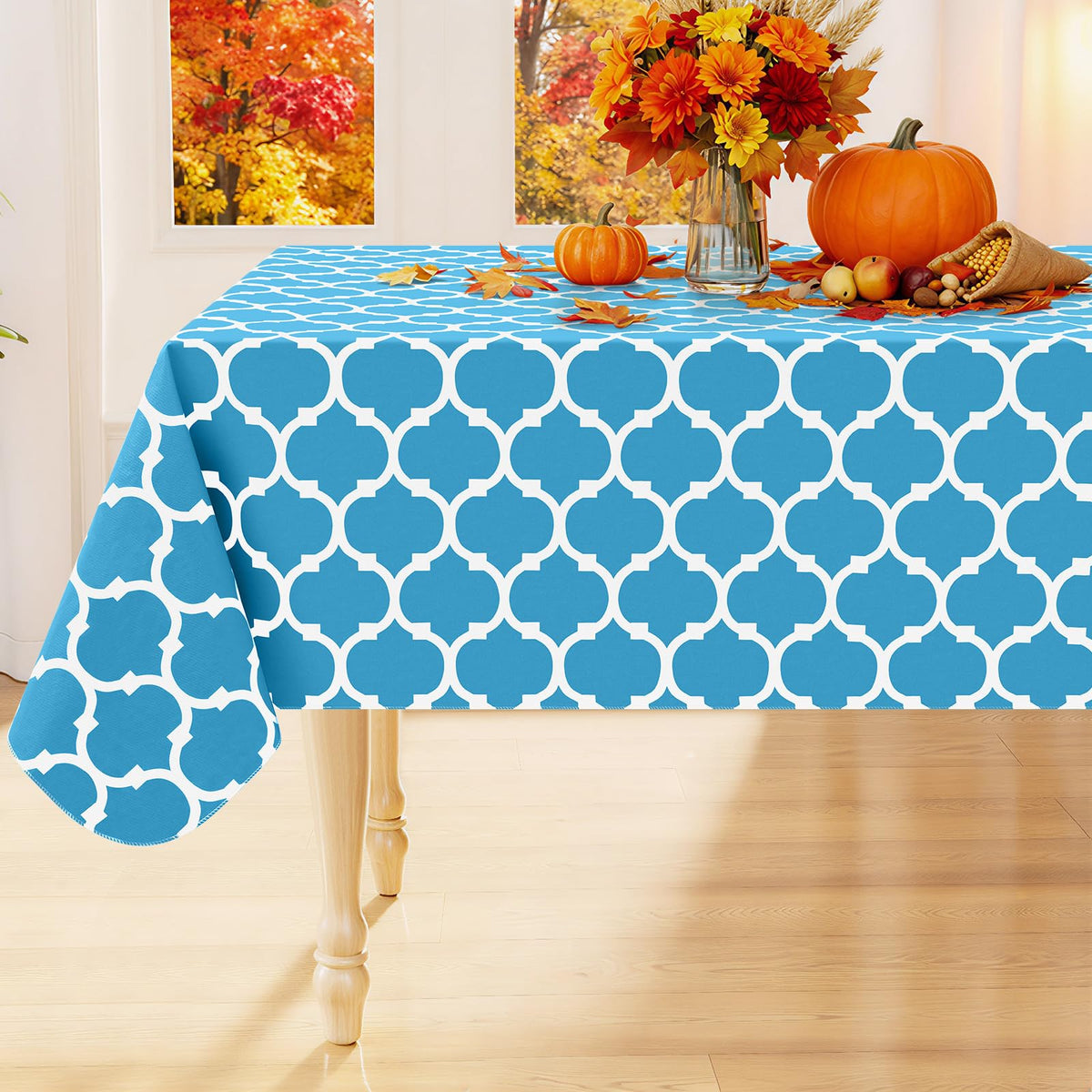 Smiry Rectangle Table Cloth, Flannel Backed Vinyl Tablecloth, 60"x84"