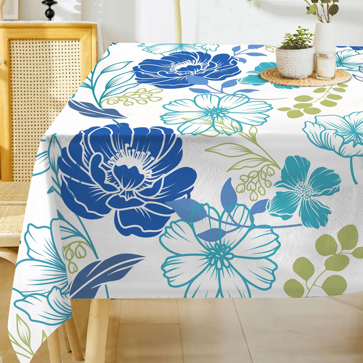 Hexagram Summer Tablecloth 60x84 Inch Rectangle, Sunflower Tablecloths
