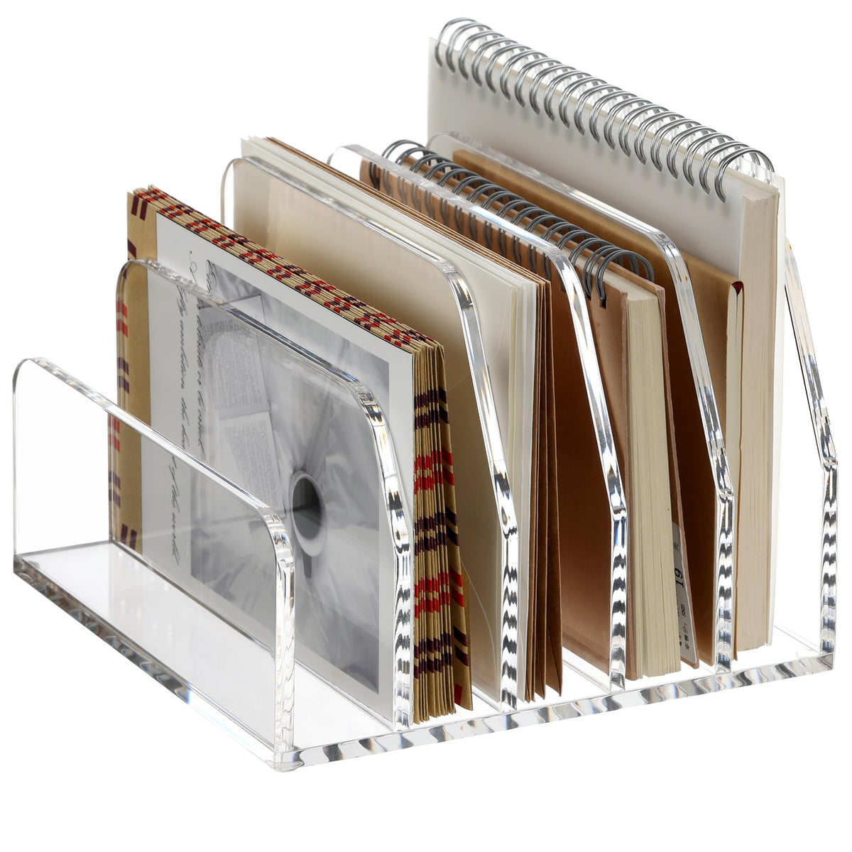 SANRUI Acrylic Mail Sorter Desktop Organizer Holder, 2 Compartments Clear