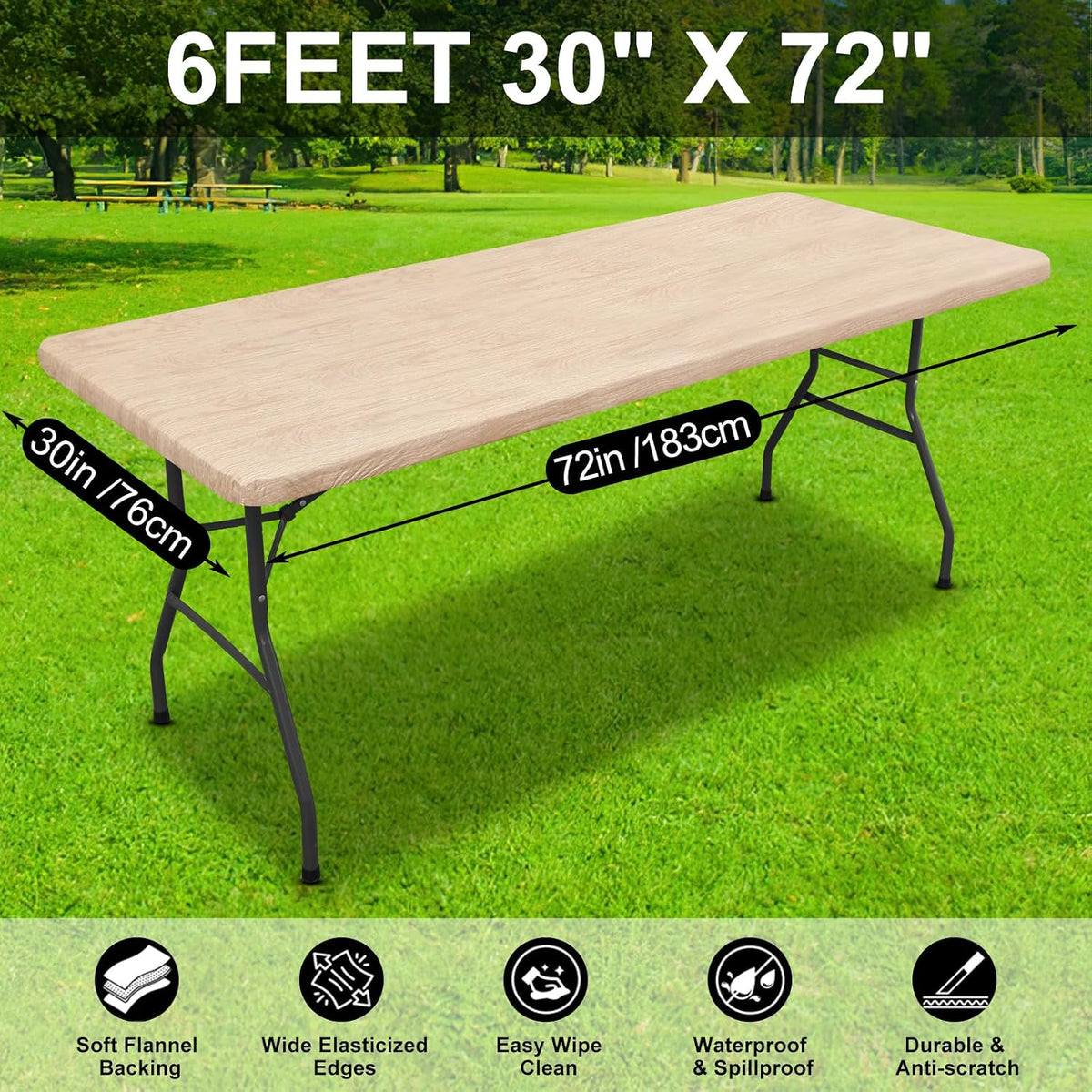 Smiry Rectangle Table Cloth, Waterproof Plastic Table Cover for 6FT Tables