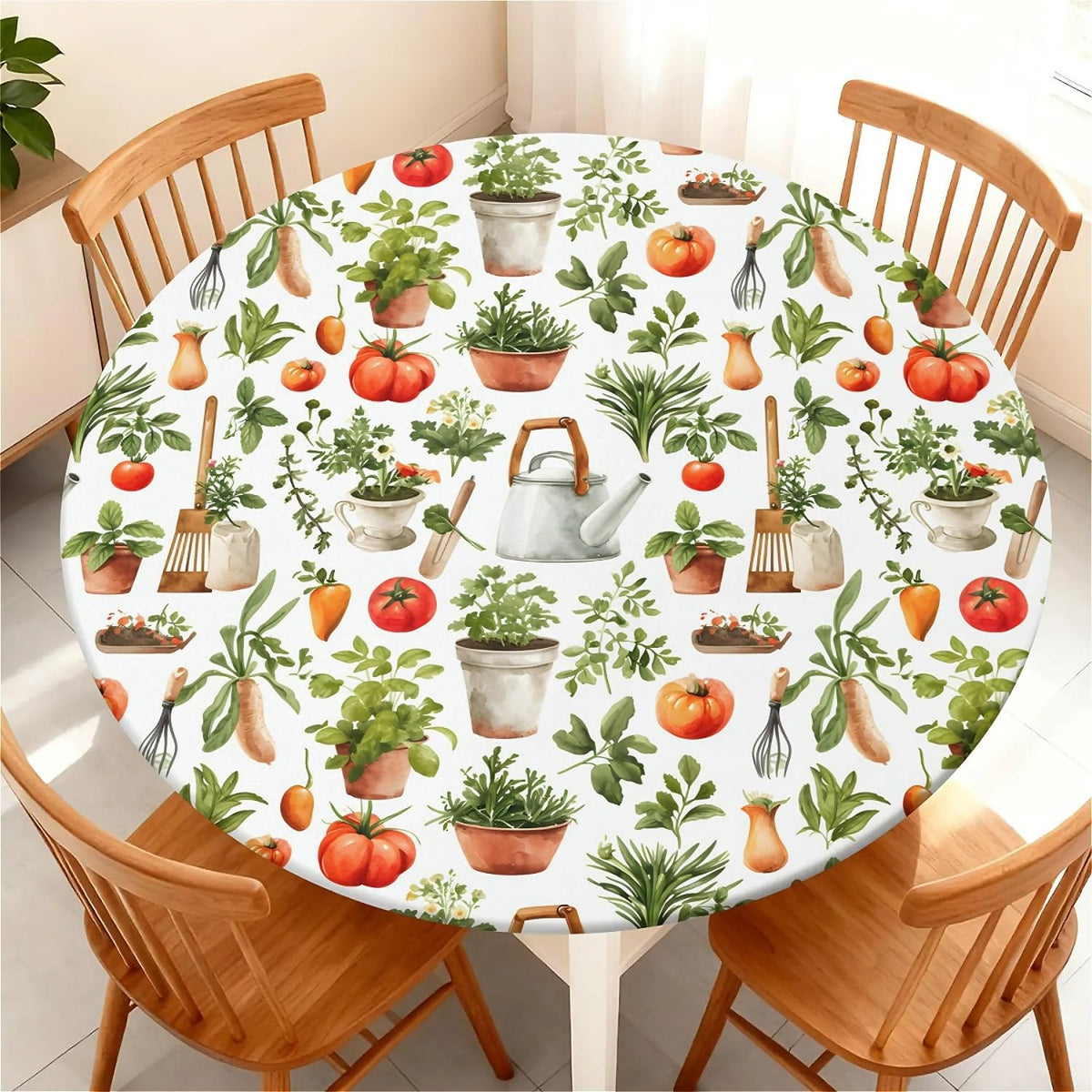 Round Fitted Tablecloth with Elastic Edge, Waterproof Stain Resistant Fabric Table Cover for 45"-48" Round Table, Indoor Outdoor Dining, Kitchen Decor, Camping, Party, Holiday, Black White Marble