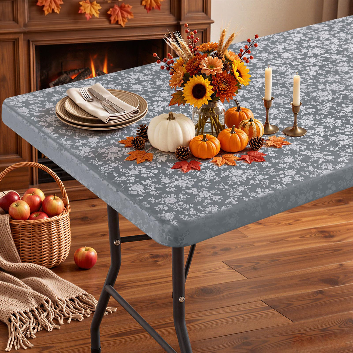 Smiry Heavy Duty Vinyl Fitted Tablecloths for 6 Foot Rectangle Tables