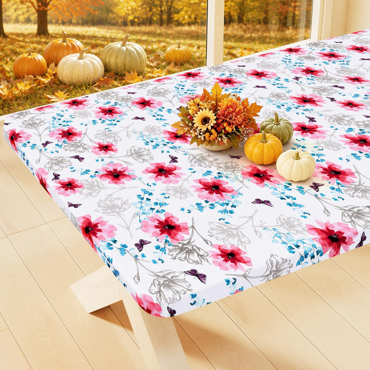 Smiry Rectangle Table Cloth, Waterproof Plastic Table Cover for 6FT Tables