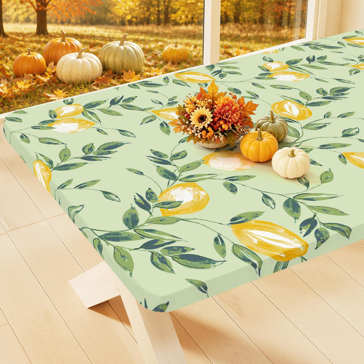 Smiry Rectangle Table Cloth, Waterproof Plastic Table Cover for 6FT Tables