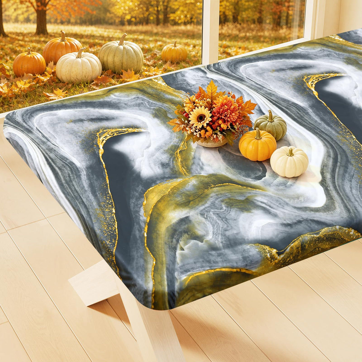 Smiry Rectangle Table Cloth, Waterproof Plastic Table Cover for 6FT Tables