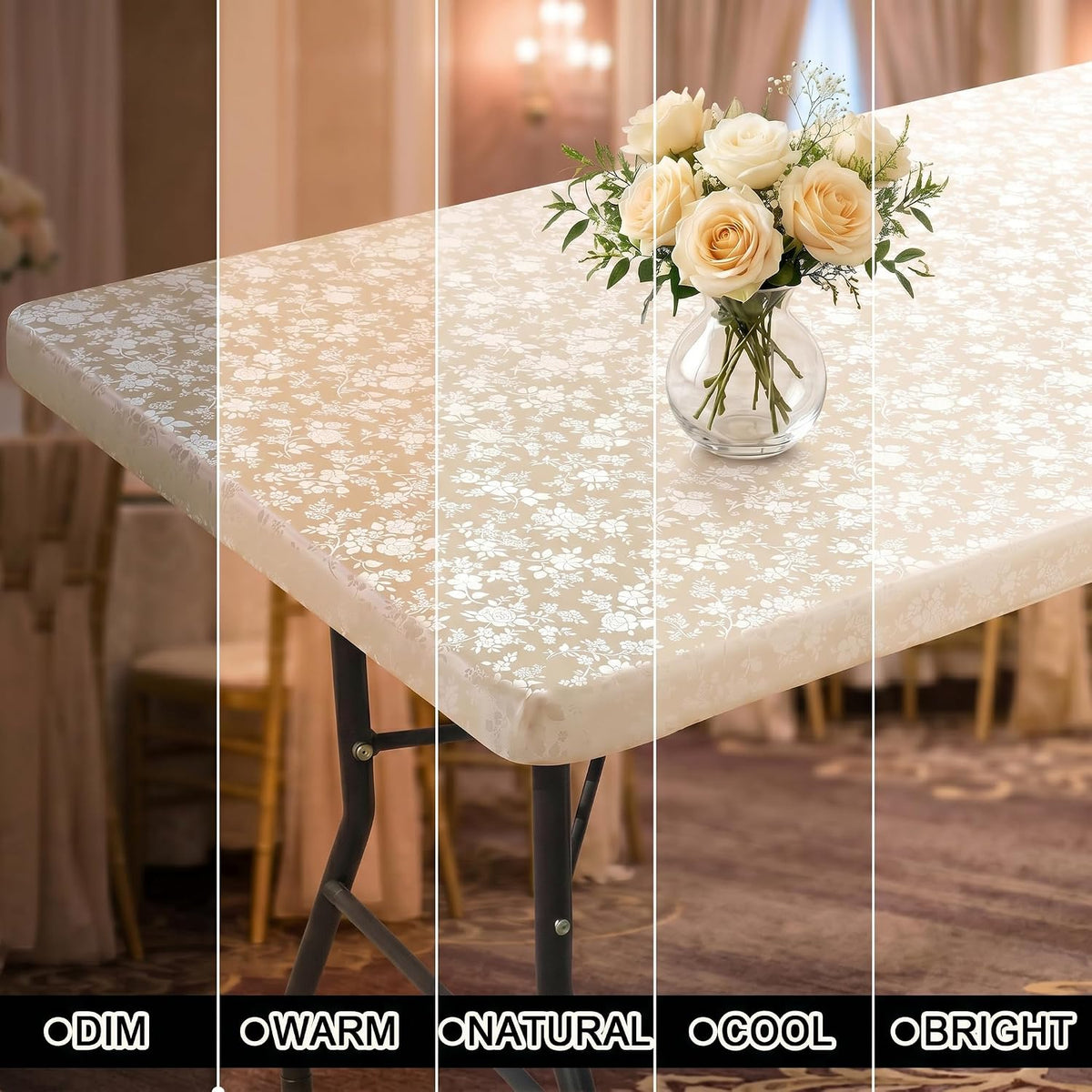 Smiry Heavy Duty Vinyl Fitted Tablecloths for 6 Foot Rectangle Tables