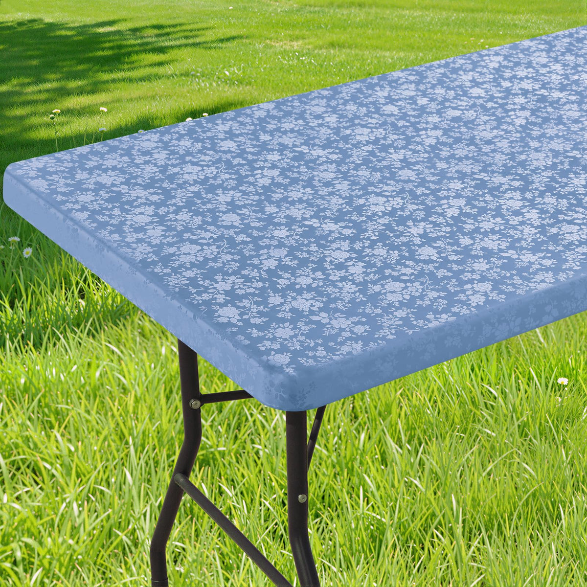 Smiry Heavy Duty Vinyl Fitted Tablecloths for 6 Foot Rectangle Tables