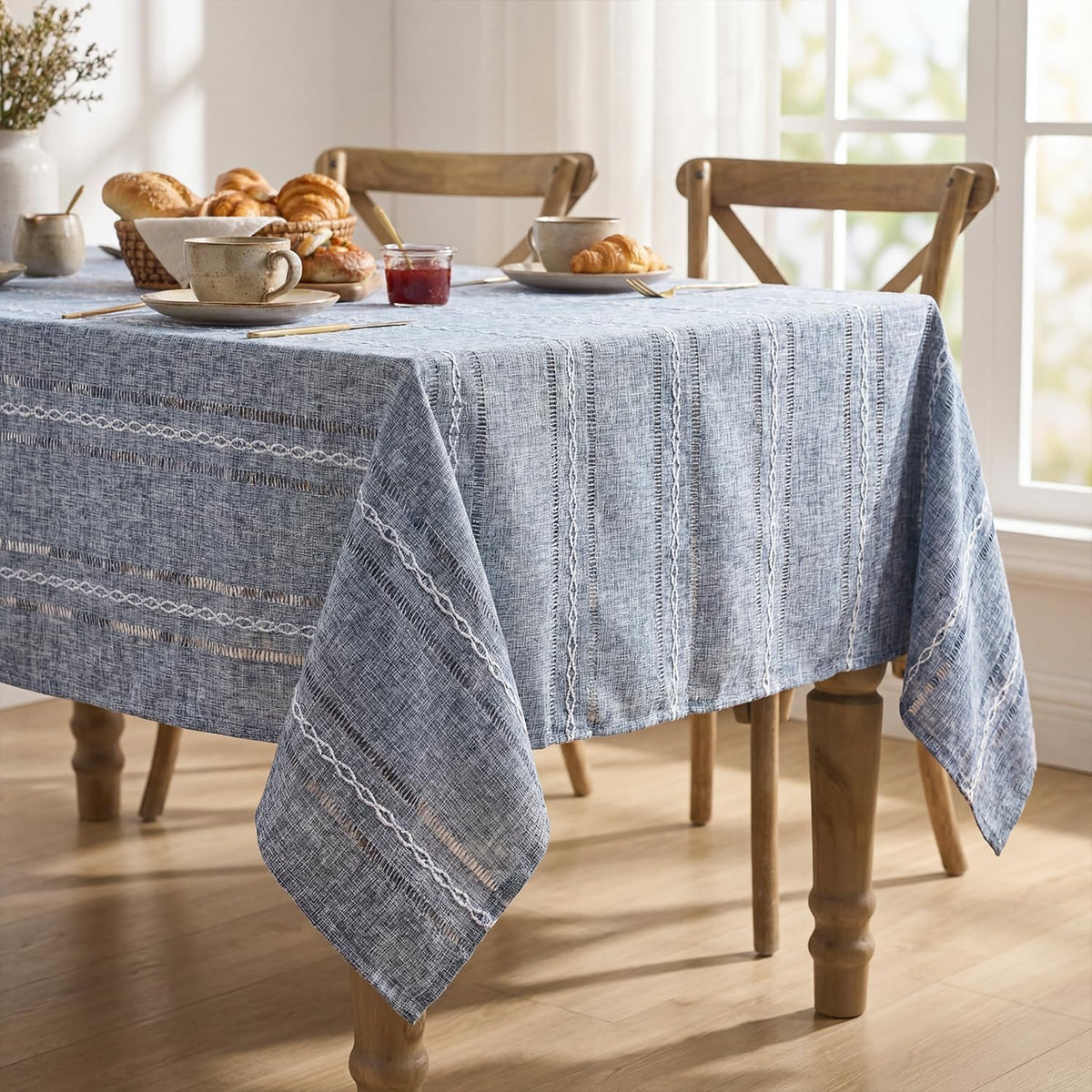Horaldaily Blue Rectangular Tablecloth, 60×84 Inch, Farmhouse Decor