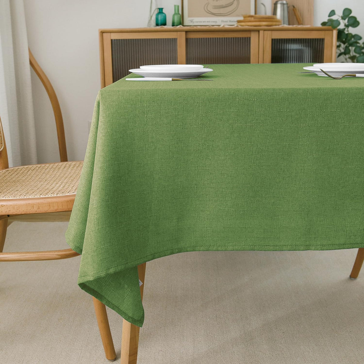NLMUVW Burlap Linen Tablecloth 6ft, Tan Table Cloth Rectangular