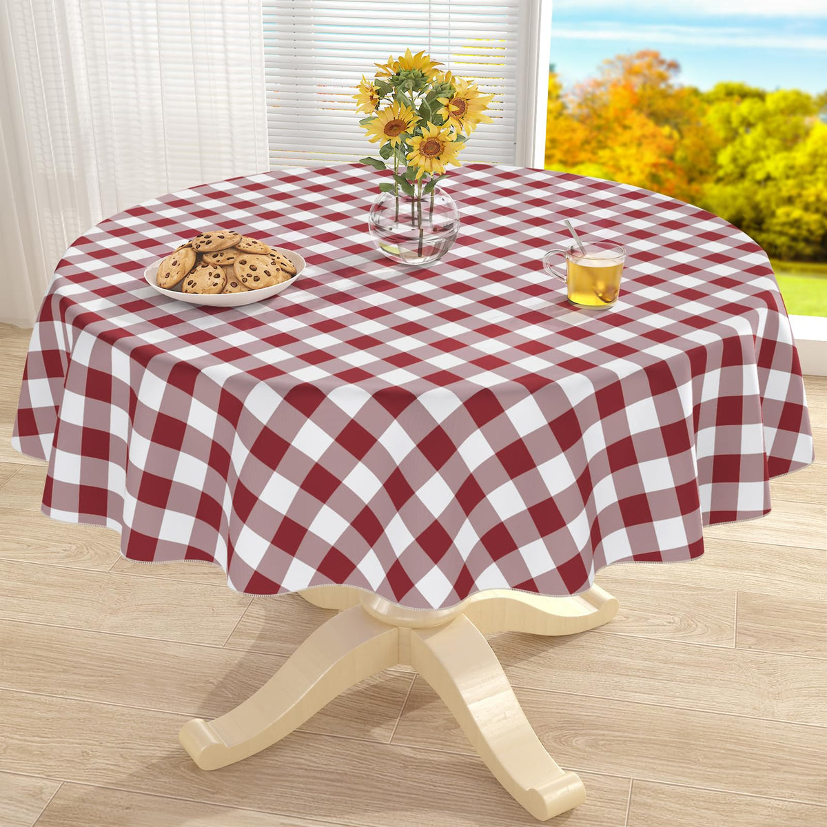 misaya Rectangular Waterproof Vinyl Table Cloth, Flannel Backed Tablecloth