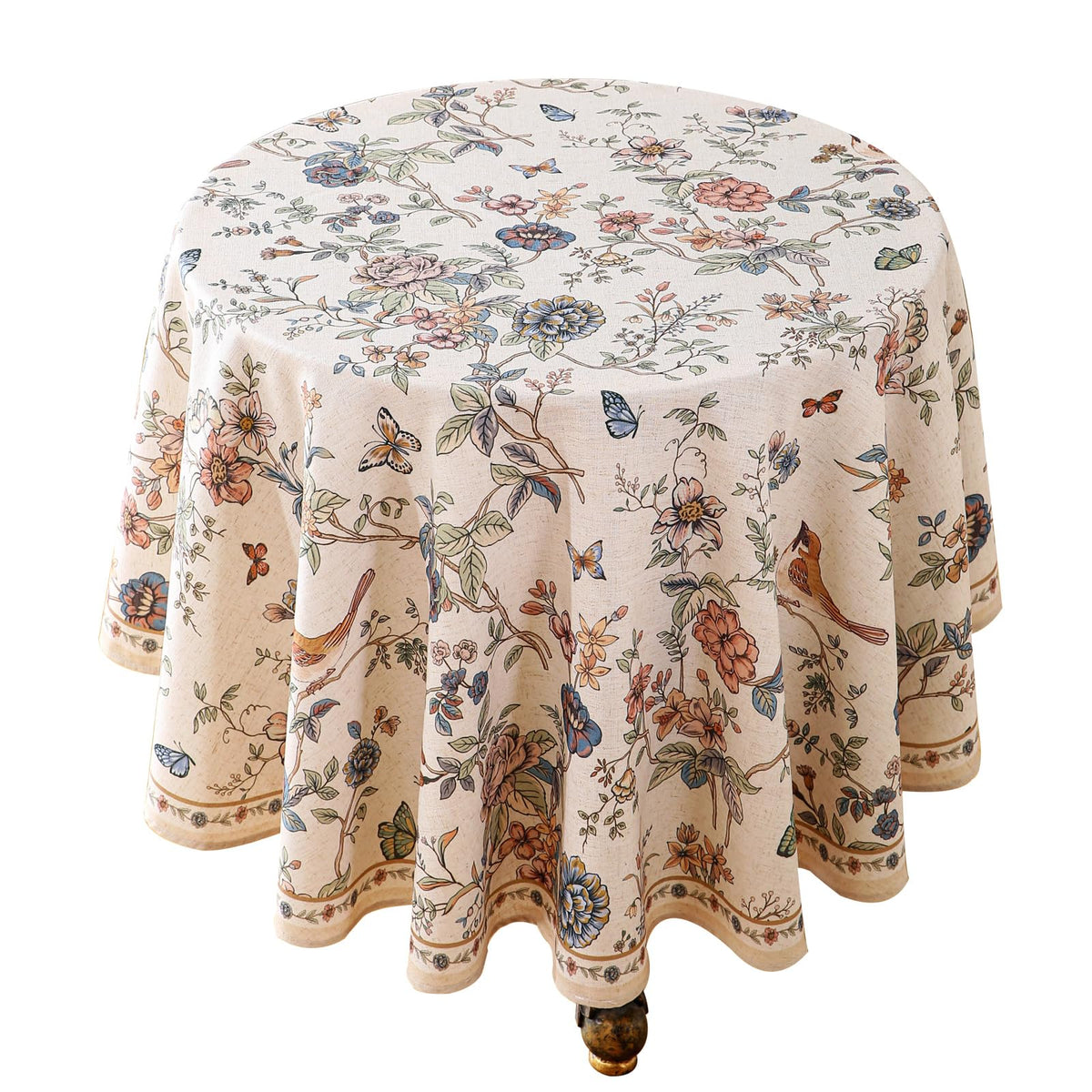 ISAENNE Designer Vintage Square Large Floral Tablecloth,67"x67"