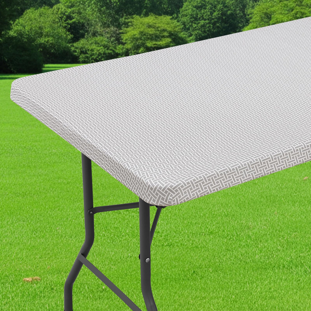 Smiry Spandex Printed 6FT Rectangle Table Cloth, Elastic Fitted Table Cover