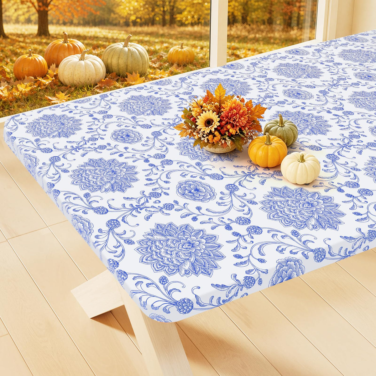 Smiry Rectangle Table Cloth, Waterproof Plastic Table Cover for 6FT Tables