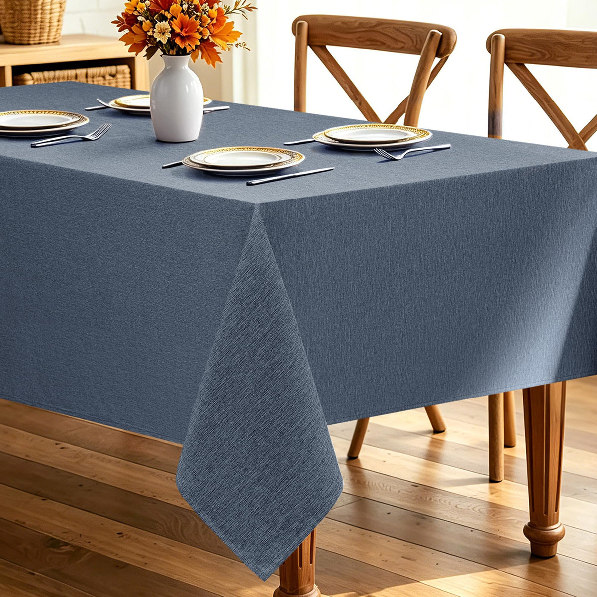 Decorelia Faux Linen Round Tablecloths 60 inch, Waterproof Decorative Washable Texture Rustic Circle Table Cloth Cover for Dining Kitchen Party Farmhouse Outdoor(Round (2-4 Seats),Sage Green)