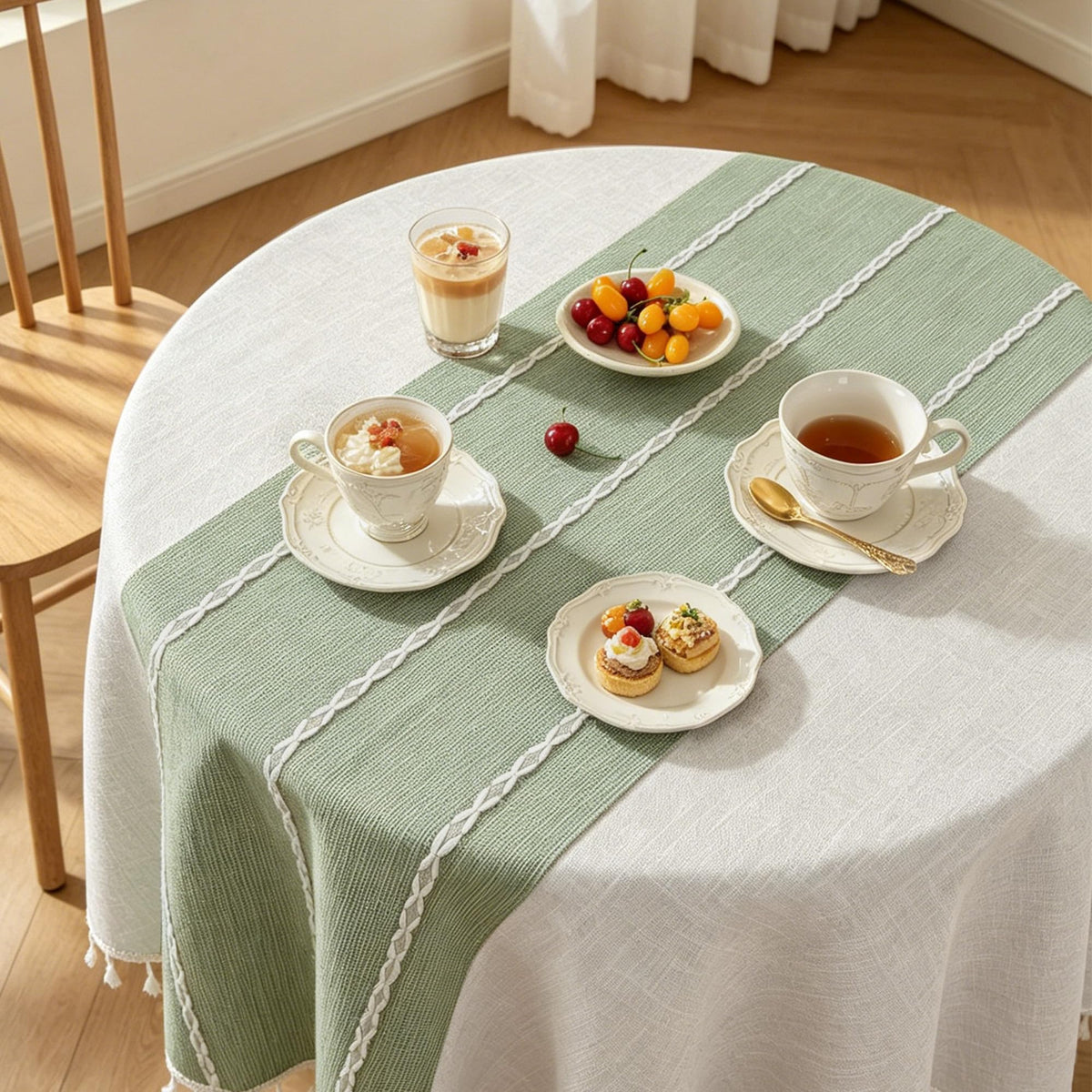 Cotton Linen Tablecloth, Water Resistant Holiday Table Cloth for Rectangle Table with Tassel, Washable Heavy Duty Wrinkle Free Table Cover for Dining Picnic, Coffee Lines, 75 X 55 Inch
