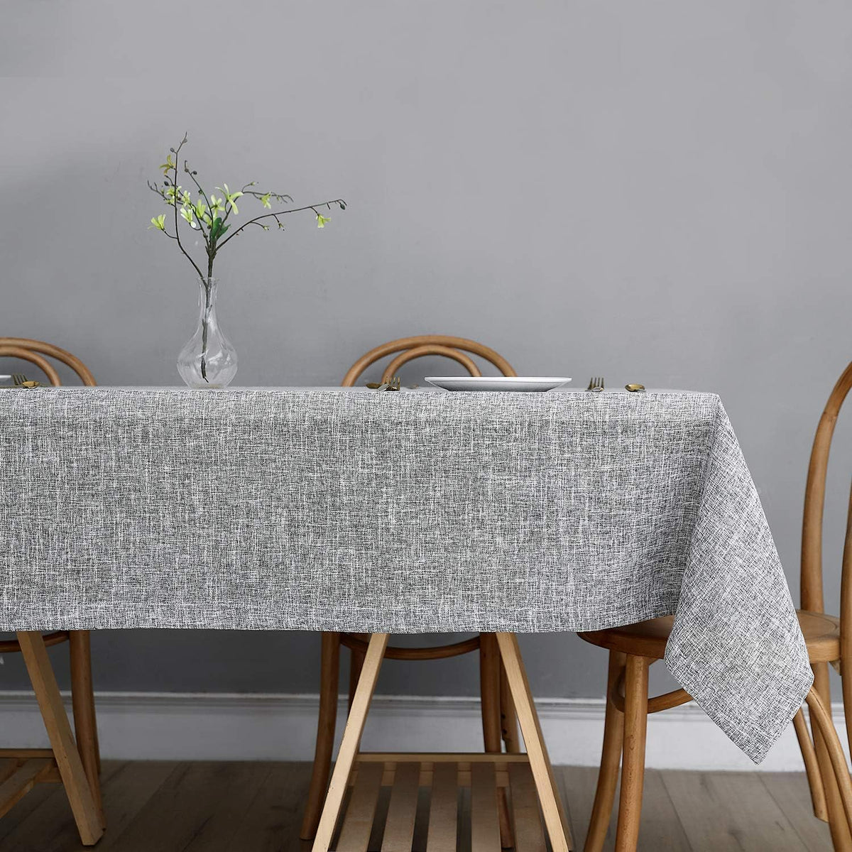 maxmill Flaxy Faux Linen Table Cloth with 2-Tone Slubby Texture Wrinkle Resistant Anti-Shrink Soft Tablecloth for Kitchen Dining Tabletop for Banquet Parties Rectangle 52 x 70 Inch Light Grey