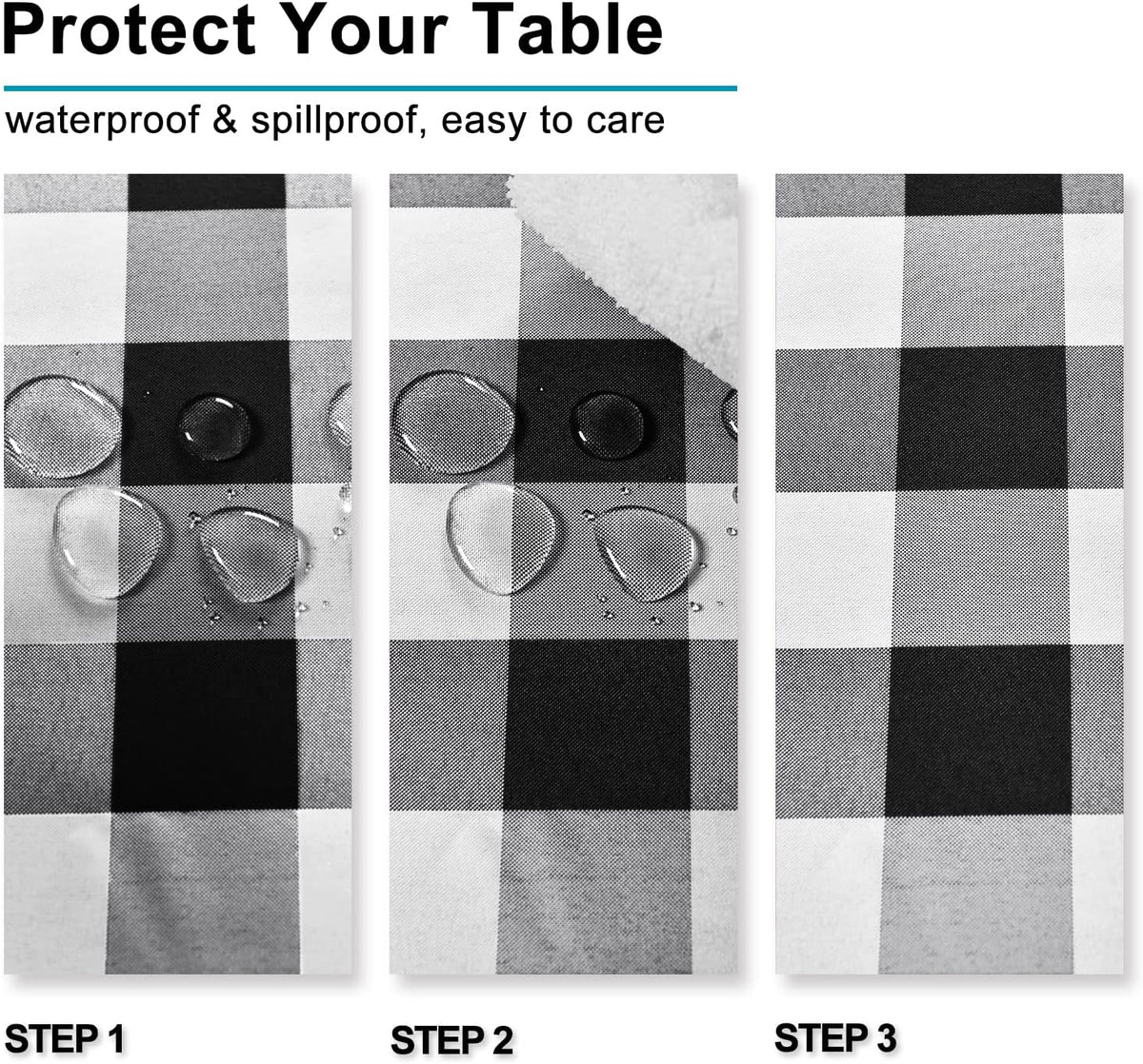 Hiasan 60 x 120 Inch Checkered Tablecloth Rectangle, Black and White