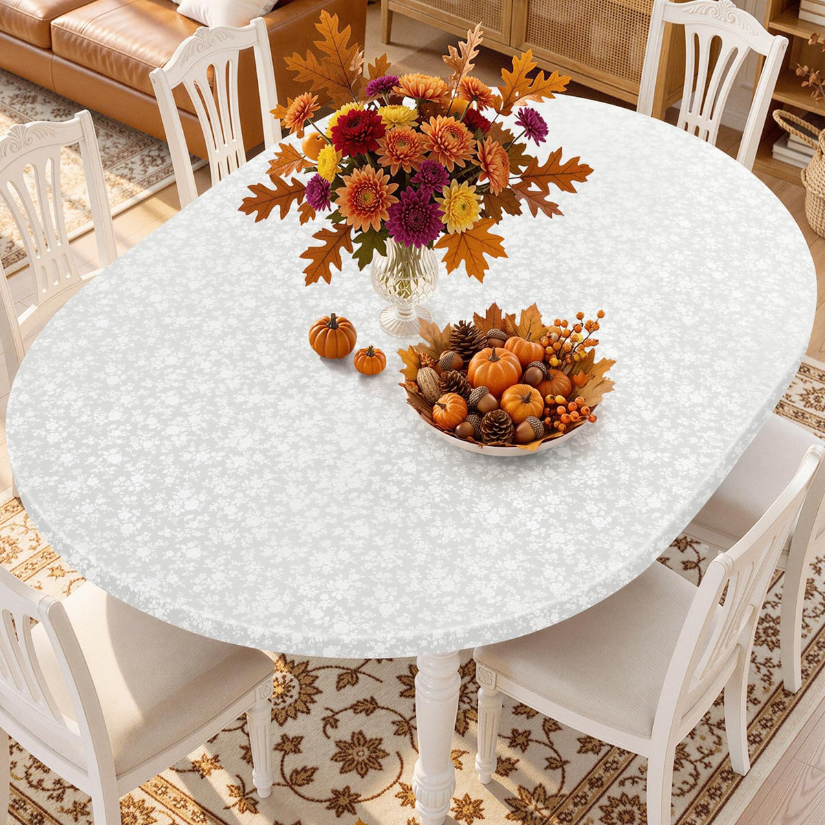 Smiry Waterproof Heavy Duty Vinyl Fitted Tablecloth for 36"-44" Round Table