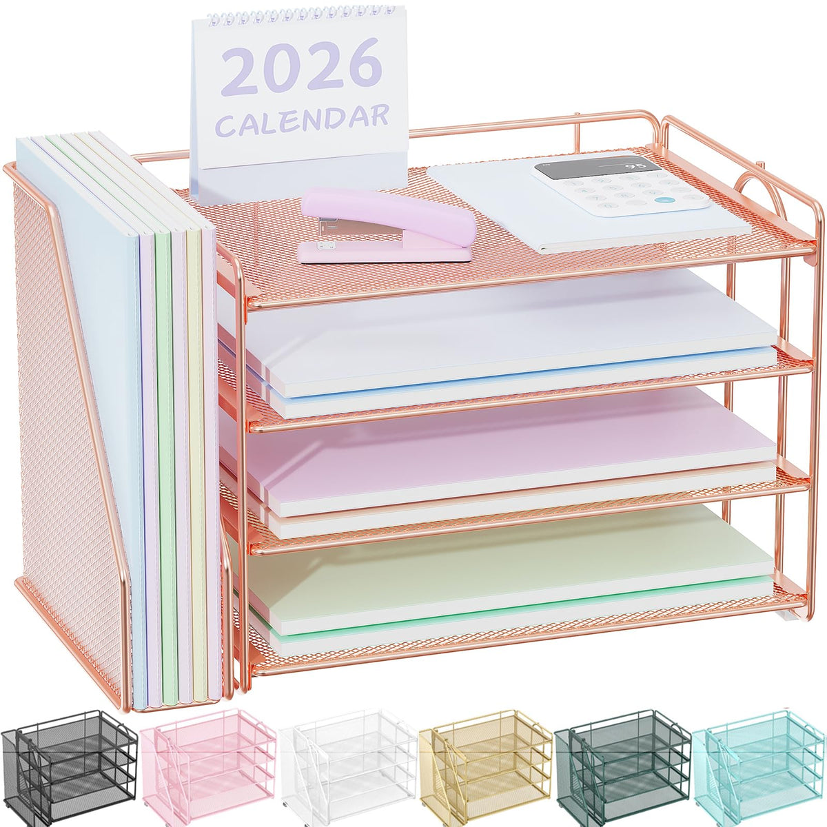 Spacrea 4-Tier Paper Organizer for Desk with File Organizer