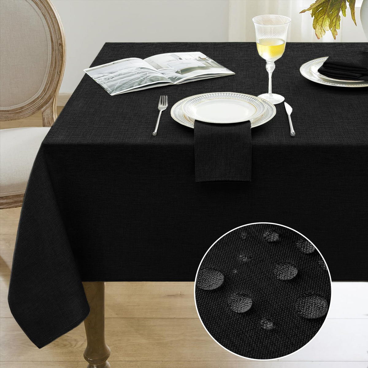Softalker Faux Linen Round Fall Tablecloth 70 Inch, Autumn Table Cloth with Pumpkin & Maple Leaves, Orange Circle Table Cover Water Resistant for Outdoor, Thanksgiving, Kitchen-Harvest Themed