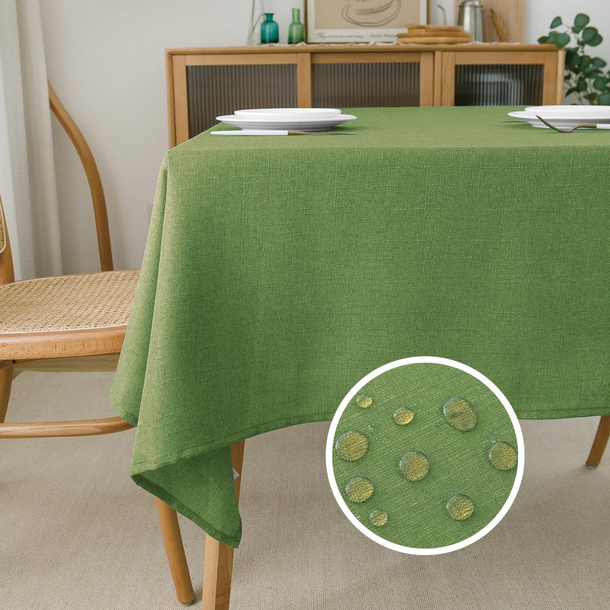 NLMUVW Burlap Linen Tablecloth 6ft, Tan Table Cloth Rectangular