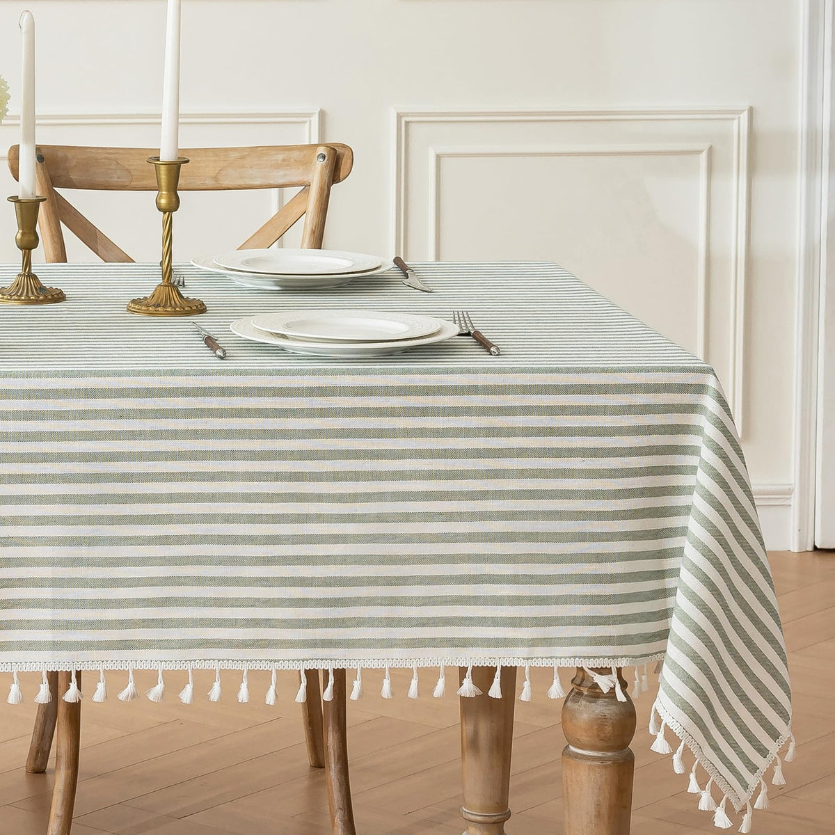 JIALE Ivory Tablecloths Rectangular 55 x 75 Inch, Linen Look