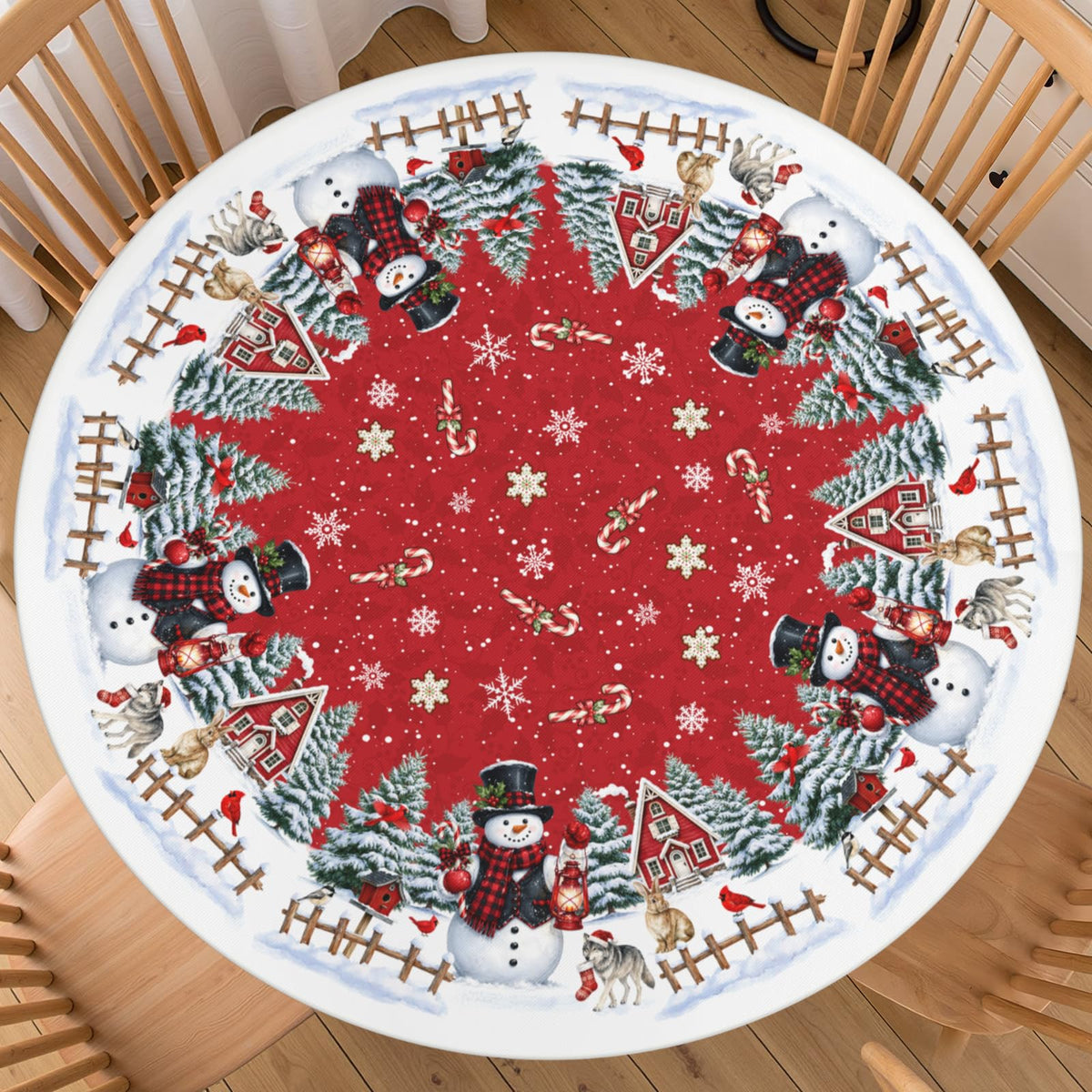 Halloween Polka Dot Round Fitted Tablecloth with Elastic Black Cat Ghost Pumpkin Bat Bowtie Whimsical Table Cloth Decorative Washable Spooky Cute Table Cover Outdoor Kitchen Dining for 44"-48" Table