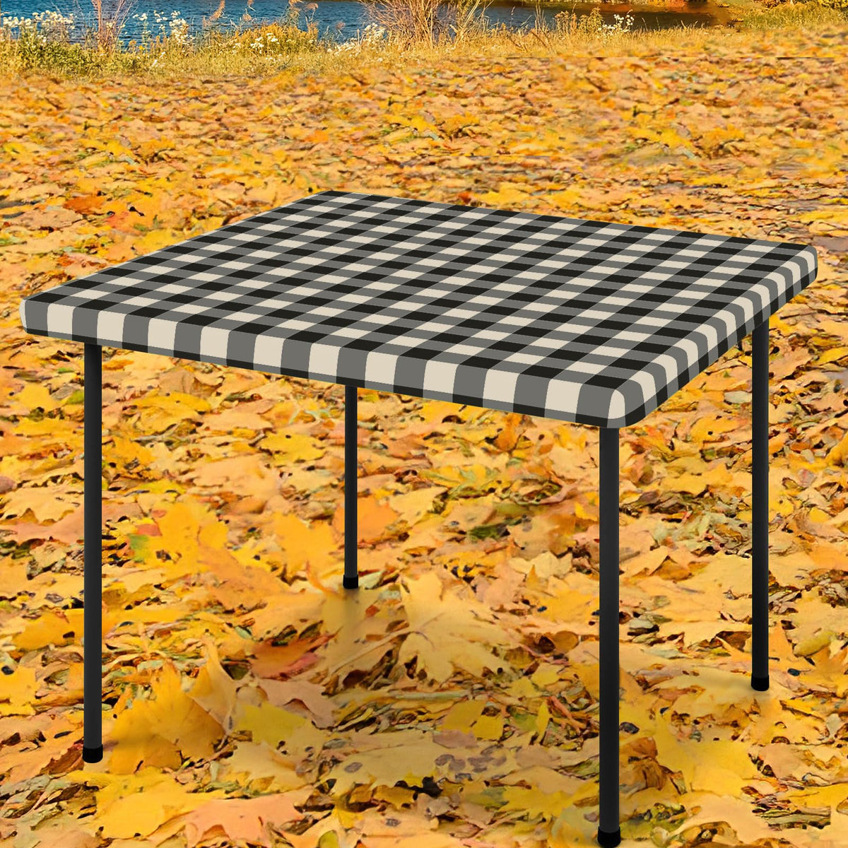 Smiry 6 Foot Picnic Table Cloth, Flannel Backed Fitted Vinyl tablecloths