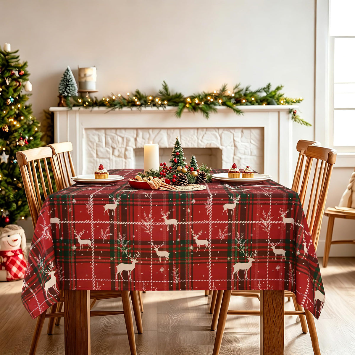 DWCN Rectangle Tablecloth - 60 x 84 Inch - Waterproof Stain and Wrinkle Resistant Washable Table Cloth, Decorative Fabric Table Cover for Kitchen Dining Room Party and Outdoor Use, Black