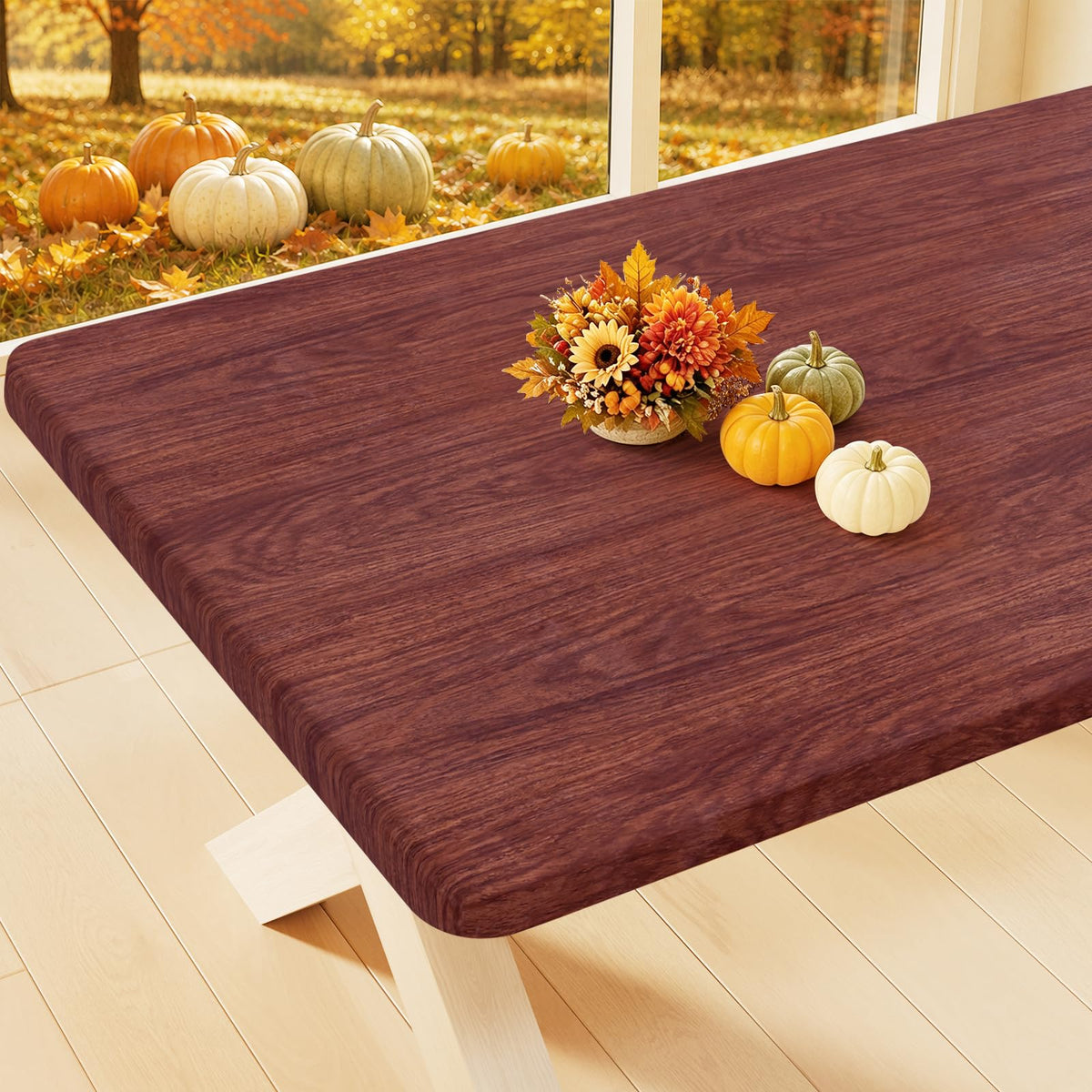 Smiry Rectangle Table Cloth, Waterproof Plastic Table Cover for 6FT Tables