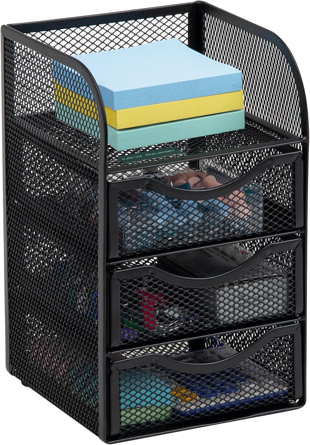 Mind Reader Desktop Accessory Storage, Paper Binder Clip Basket, Workspace, Office, Metal Mesh, 4.75"L x 5"W x 8"H, Black