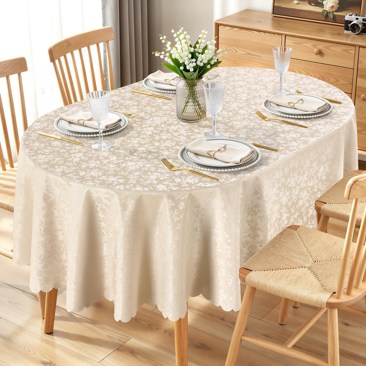 Smiry Rectangle Waterproof Heavy Duty Vinyl Tablecloths, 52 x 70 Inch