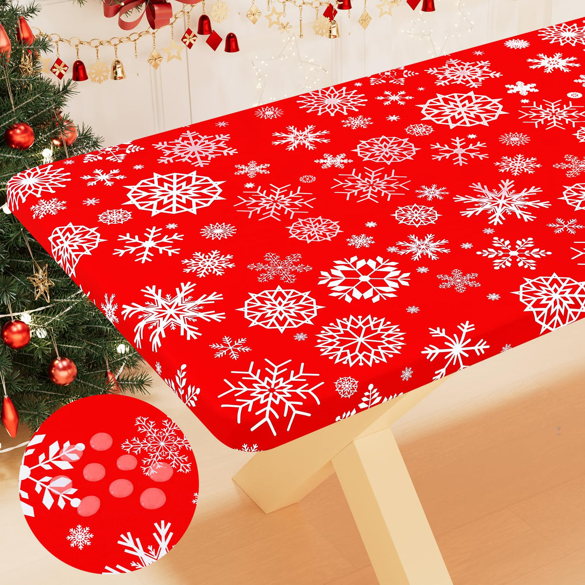 Smiry Rectangle Table Cloth, Waterproof Plastic Table Cover for 6FT Tables