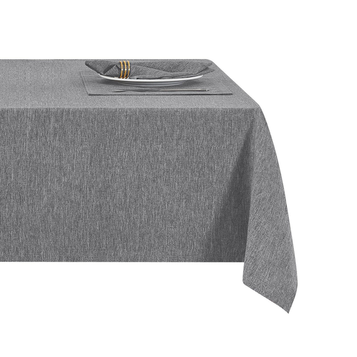 Flaxen 52x70 Rectangular Polyester Linen Farmhouse Tablecloth