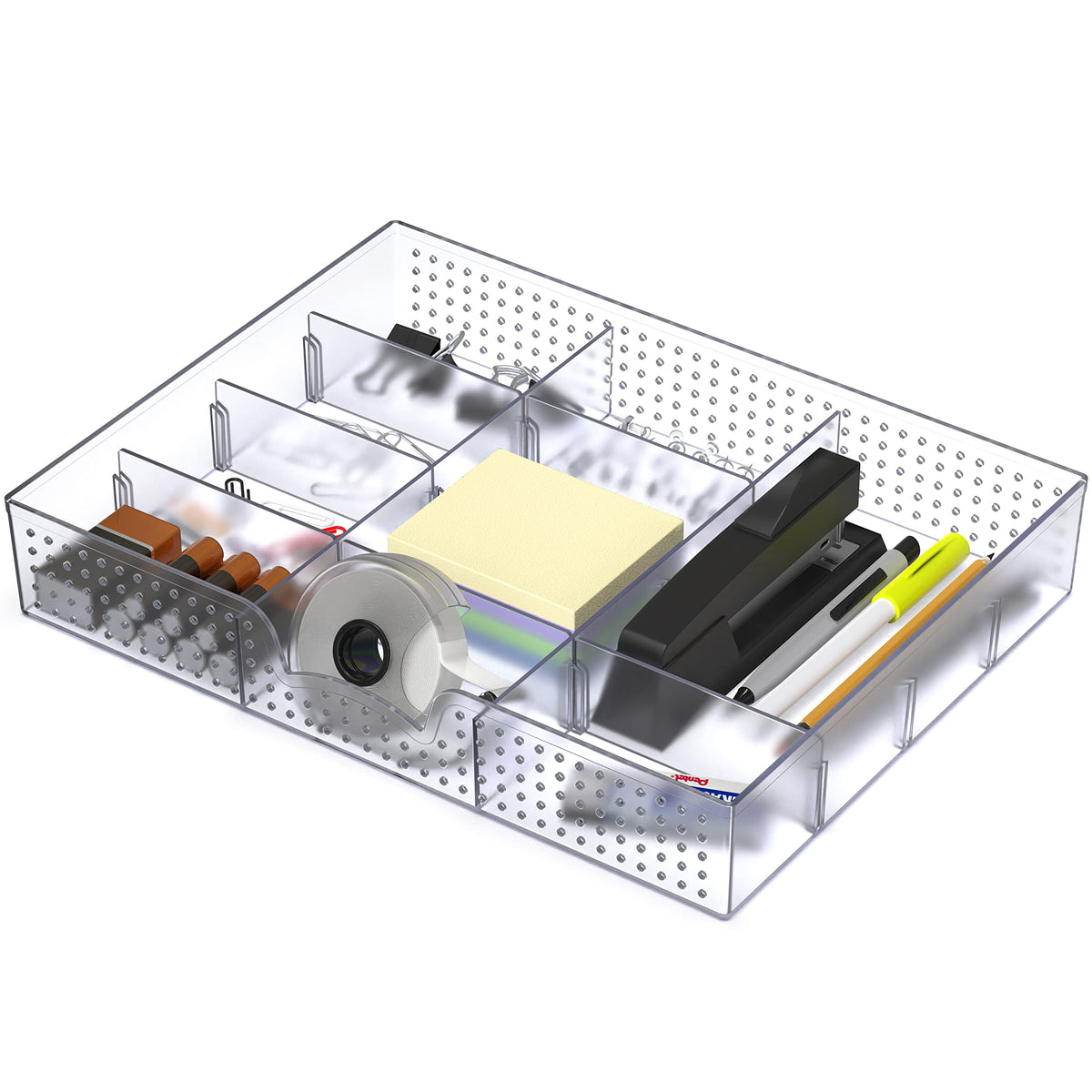Simple Houseware Drawer Organizer Tray, 9 Adjustable Compartments, White