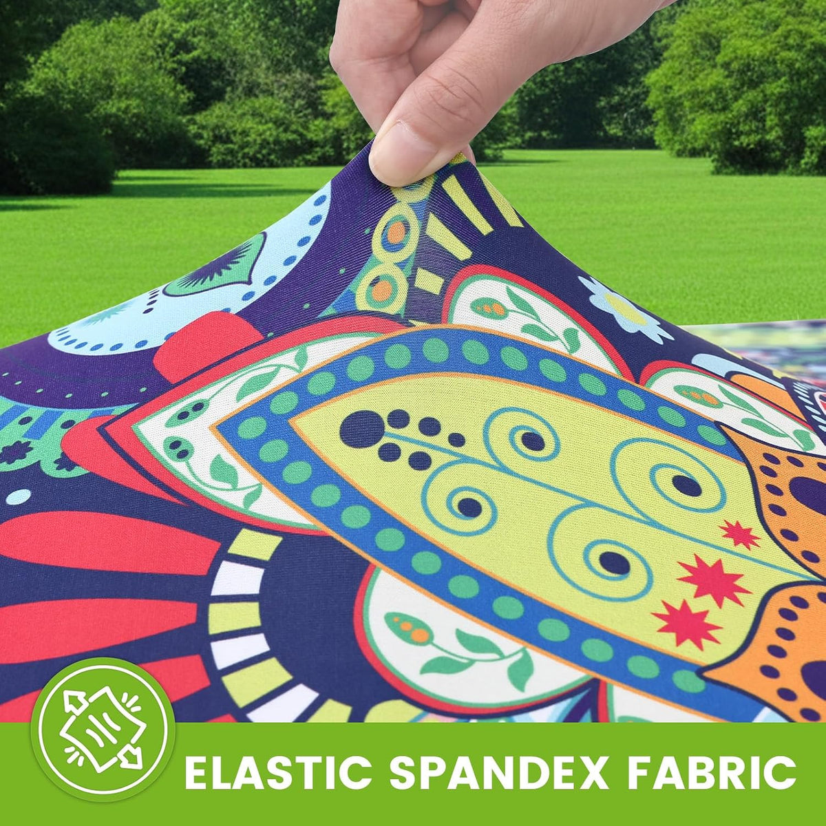 Smiry Spandex Printed 6FT Rectangle Table Cloth, Elastic Fitted Table Cover